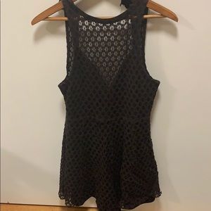 Black high neck lace romper